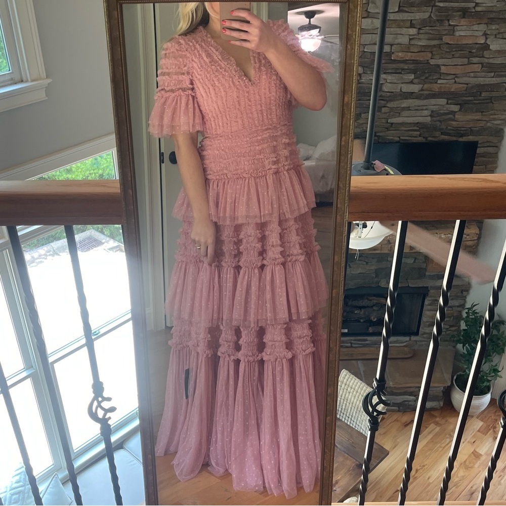 Needle & Thread Pink Ruffled Tiered Gown